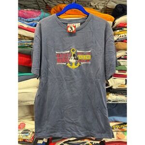 Vintage Mickey Inc Sailing Crew T Shirt Mens Small Medium Blue Disney Anchor 90s